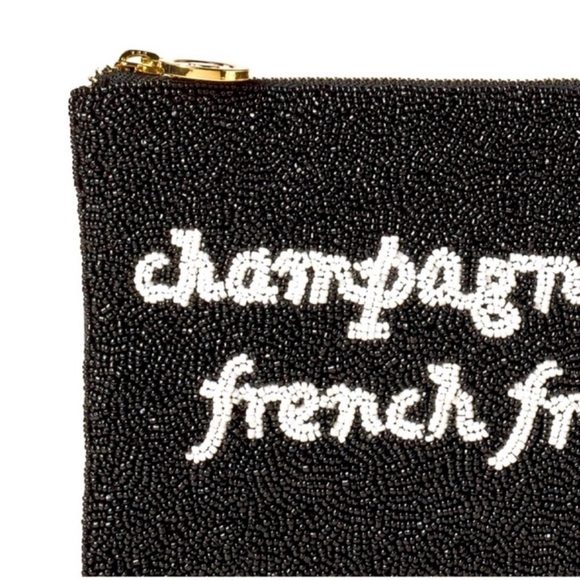 NWOT Champagne & French Fries Black & White Beaded Clutch Kate Spade NY + Target - Picture 4 of 4